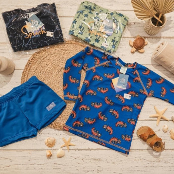 CONJUNTO UV NIñO REMERA ESTAMPADA +SHORT LISO T.2/4/6