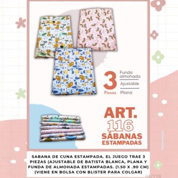 JUEGO DE SABANAS ESTAMPADAS CUNA COMUN
