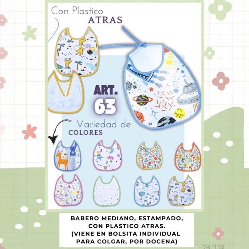 BABERO ESTAMPADO PLASTICO TIRAS