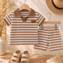 CONJUNTO TEJIDO BEBE CAMISA C/ BOTONES Y SHORT T.1 AL 4