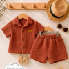 CONJUNTO TEJIDO LISO BEBE CAMISA C/ BOTONES Y SHORT T.1 AL 4