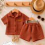CONJUNTO TEJIDO LISO BEBE CAMISA C/ BOTONES Y SHORT T.1 AL 4