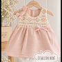 VESTIDO BEBA TUSOR, PECHO BRODERI + VINCHA YMOñO  T.1 AL 4