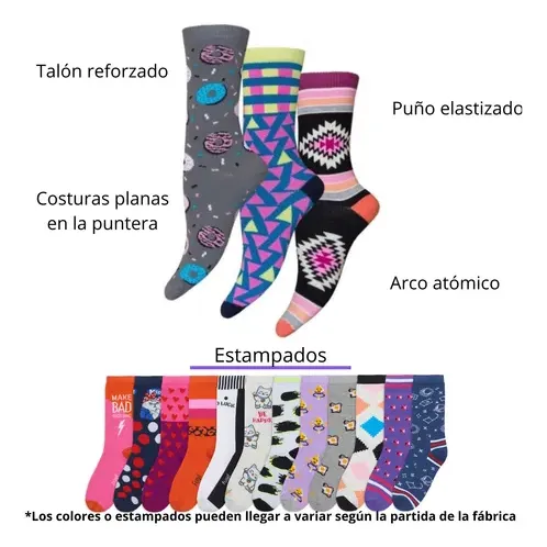 MEDIA CASUAL MUJER DISEñOS ESTAMPADOS T.UNICO