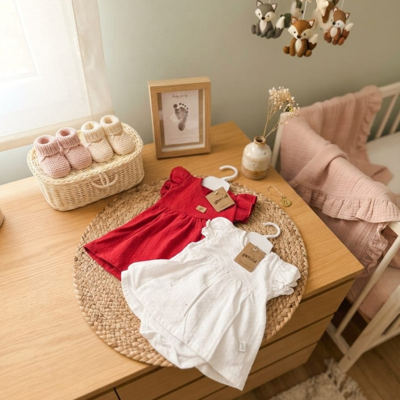 BODY VESTIDO BEBA PLUMETI LISO C/ VUELO EN HOMBROS T.0 AL 4