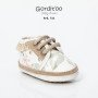 ZAPATILLAS BEBA FLOREADA BEIGE Y VOLADO 