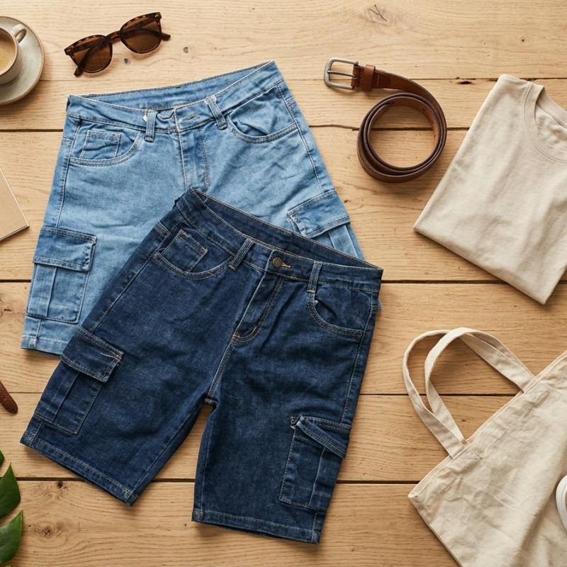 BERMUDA NIñO TIPO CARGO JEANS 