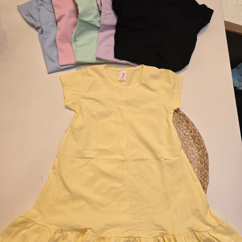 VESTIDO NENA LISO MODAL CON VOLADOS T.4 AL 14