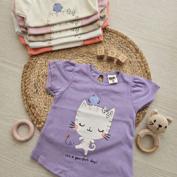 REMERA BEBA M/C JERSEY PEINADA  CON ESTAMPA T. 2 AL 6