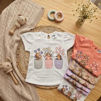 REMERA BEBA M/C JERSEY PEINADA  CON ESTAMPA T. 2 AL 6