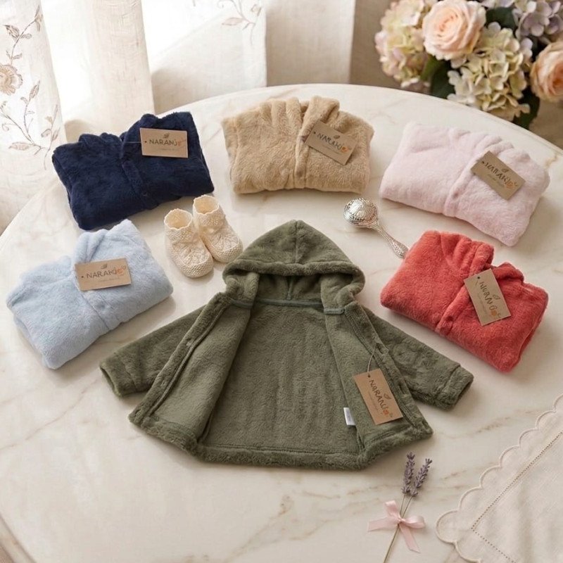 CAMPERA PELUCHE OREJA BEBE C/ CAP