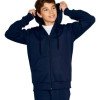 CAMPERA CON CIERRE FRIZA CAPUCHA AZUL