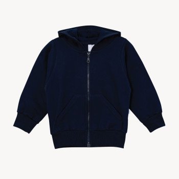 CAMPERA CON CIERRE FRIZA CAPUCHA AZUL
