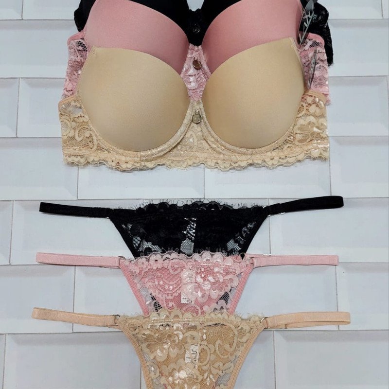 CONJUNTO TAZA SOFT MICROFIBRA C/ PUNTILLA COLALES 