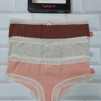 PACK X 3 CULOTTE CLASICO ALG. Y LYCRA C/ PUNTILLA T. UNICO 