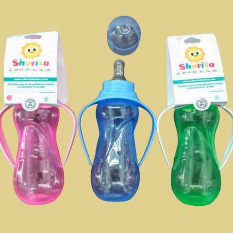 MAMADERA TRASLUCIDA DE 250ML CON ASAS
