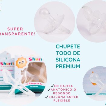 CHUPETE SILICONA TRASPARENTE PREMIUM EN CAJA