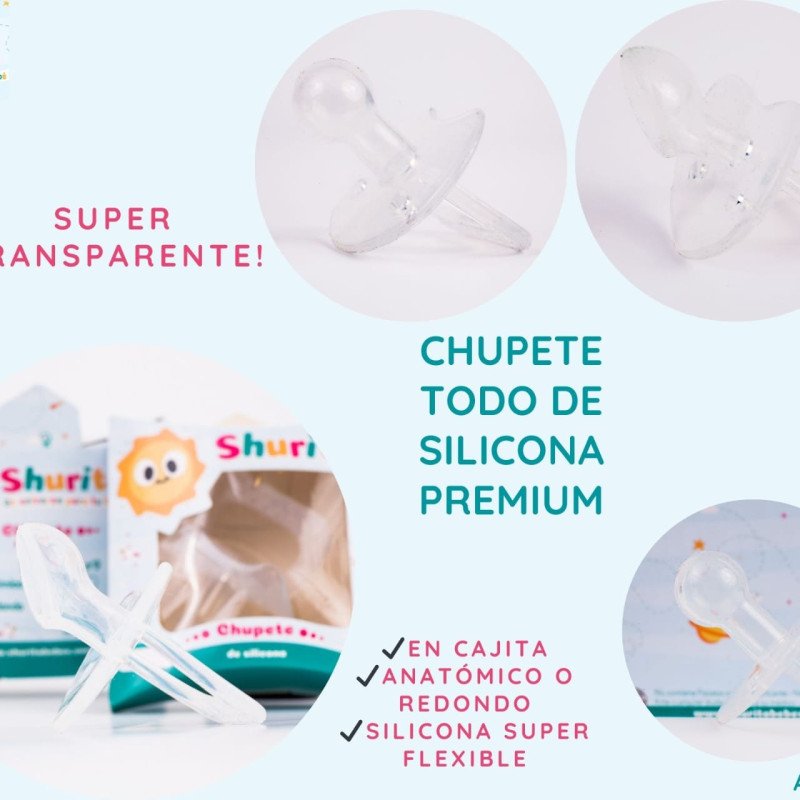 CHUPETE SILICONA TRASPARENTE PREMIUM EN CAJA