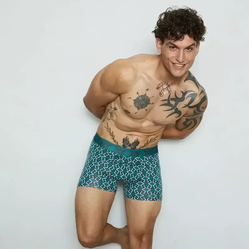 BOXER HOMBRE ESTAMPADO ALGODON/LYCRA GEOMETRICO CUADRADO T.SAL2XL