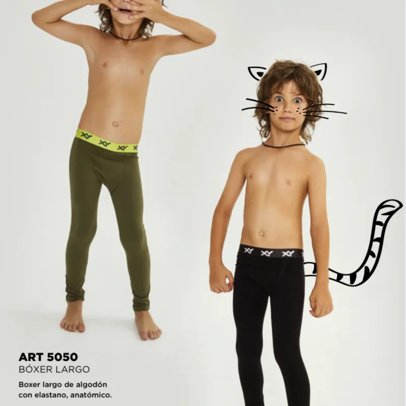BOXER NIñO LARGO ALGODON/LYCRA LISO ANATOMICO T.2AL14