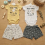 CONJUNTO BEBE BODY C/ ESTAMPA + SHORT RUSTICO ESTAMPADO T. 0/3 AL 12/18