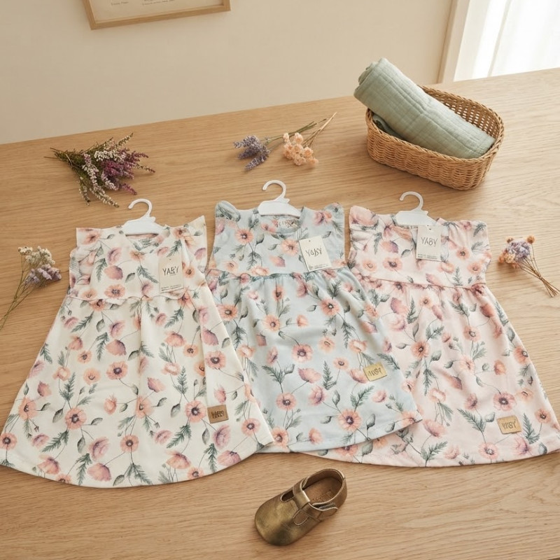 VESTIDO BEBA FLORES AMAPOLAS 9/12 A 36