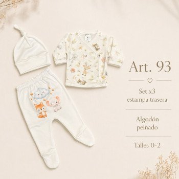 AJUAR EN CAJA ESTAMPADO BATA/RANA/GORRO