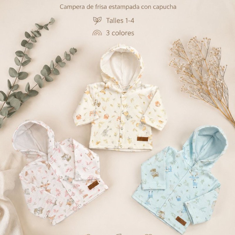 CAMPERA FRIZADA ESTAMPADO C/ CAPUCH 