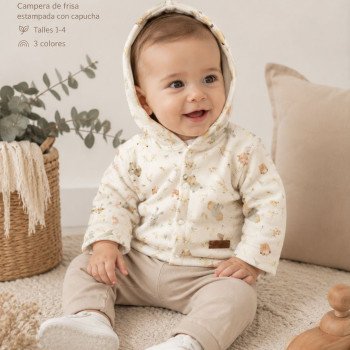 CAMPERA FRIZADA ESTAMPADO C/ CAPUCH 
