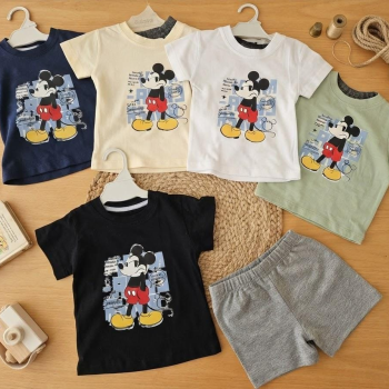 CONJUNTO REMERA C/ ESTAMPA PERSONAJE +SHORT T.2 AL 6 ALGODON PEINADO