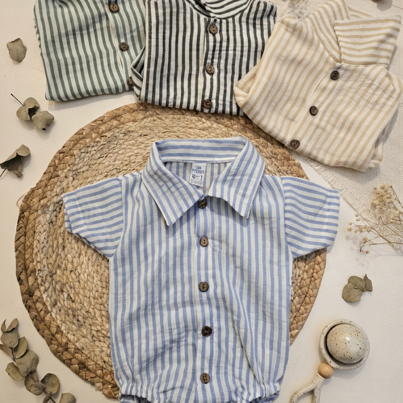 BODY CAMISA BEBE M/C RAYAS GRUESAS  T.1 AL 5