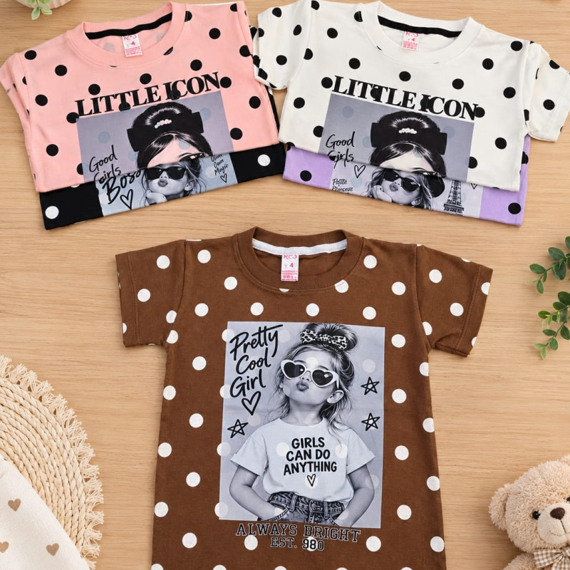 REMERA NENA M/C LUNARES Y ESTAMPA T.4 AL 16