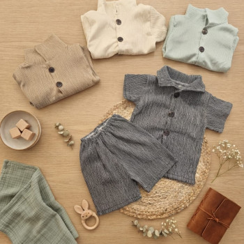 CONJUNTO CLOQUE CAMISA + SHORT LISO BEBE T.1 AL 5