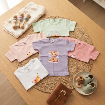 REMERA BEBE Y BEBA C/ ESTAMPA M/C T.2 AL 6
