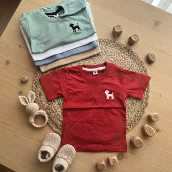 REMERA BEBE ALGODON MANGAS CORTAS LISA CON BORDADO T:2 AL 6